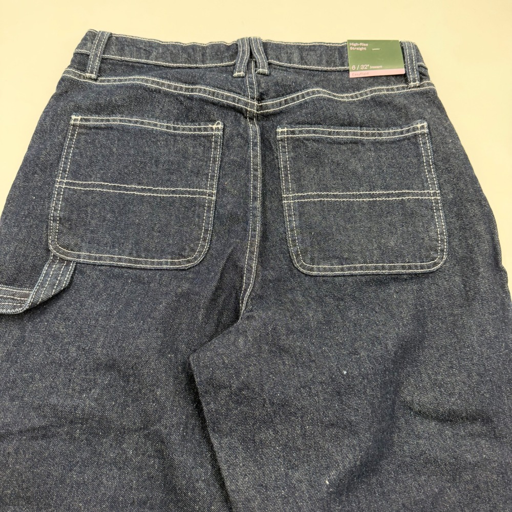 Wild Fable High Rise Straight Carpenter Jeans Dark Wash Contrast Stitch 6/32 - Picture 6 of 11